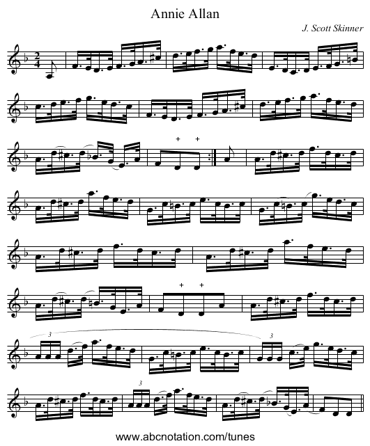 Annie Allan - staff notation