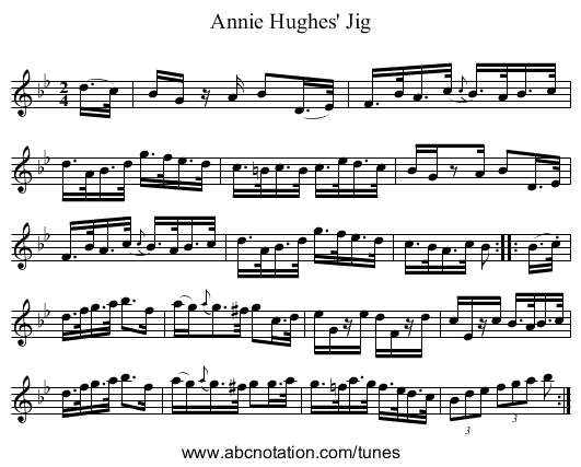 Annie Hughes' Jig - staff notation
