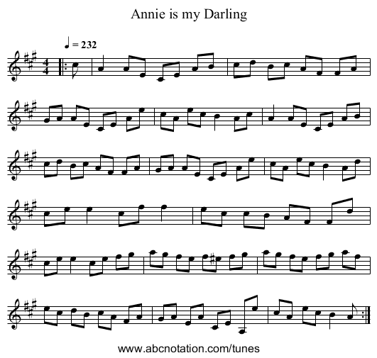 Annie is my Darling - staff notation
