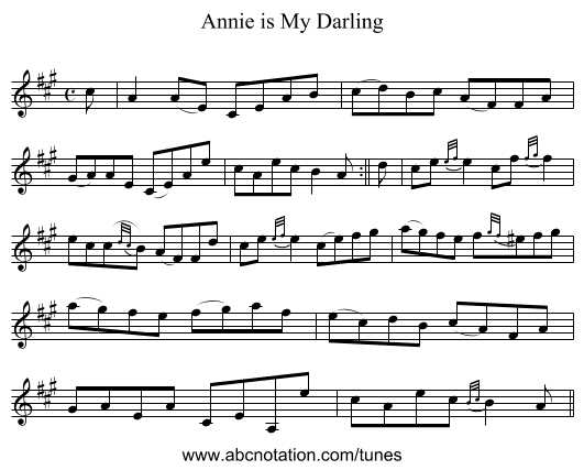Annie is My Darling - staff notation
