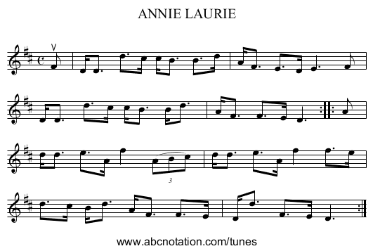 ANNIE LAURIE - staff notation