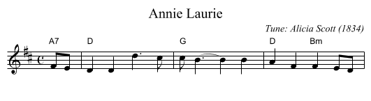 Annie Laurie - staff notation