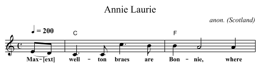 Annie Laurie - staff notation