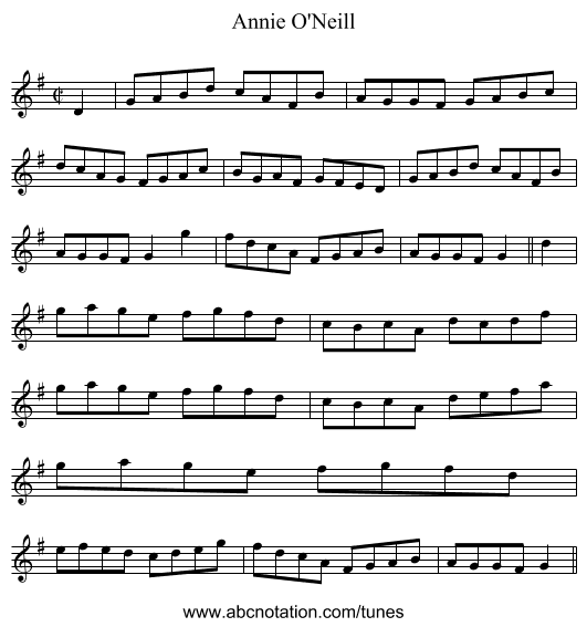 Annie O'Neill - staff notation