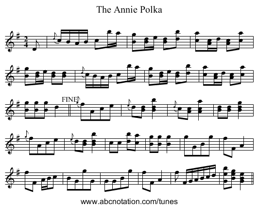 Annie Polka, The - staff notation
