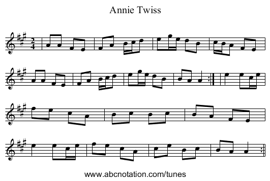 Annie Twiss - staff notation