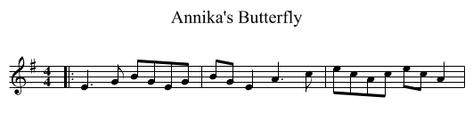 Annika's Butterfly - staff notation