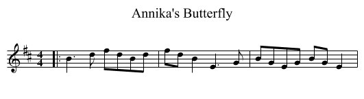 Annika's Butterfly - staff notation