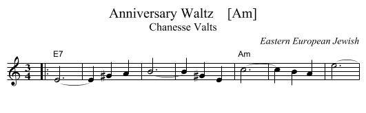 Anniversary Waltz    [Am] - staff notation