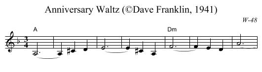 Anniversary Waltz (&copy;Dave Franklin, 1941) - staff notation