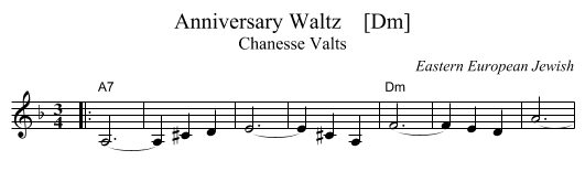 Anniversary Waltz    [Dm] - staff notation