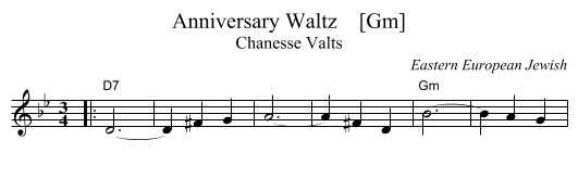 Anniversary Waltz    [Gm] - staff notation