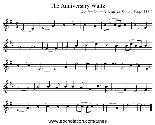 Anniversary Waltz, The - staff notation