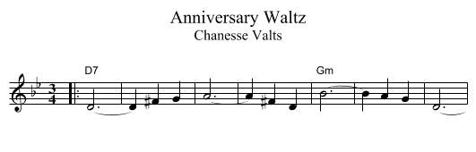 Anniversary Waltz - staff notation