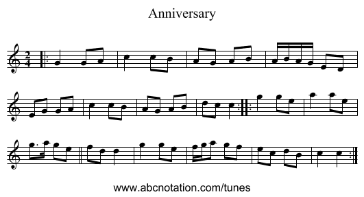 Anniversary - staff notation