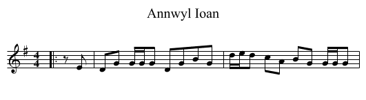 Annwyl Ioan - staff notation
