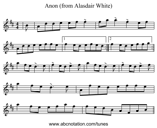 Anon (from Alasdair White) - staff notation
