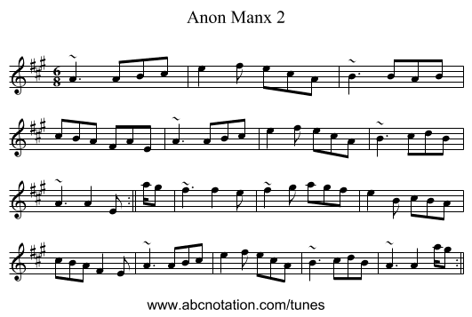 Anon Manx 2 - staff notation