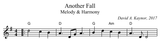 Another Fall - staff notation