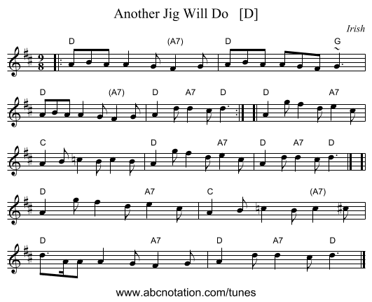 Another Jig Will Do   [D] - staff notation
