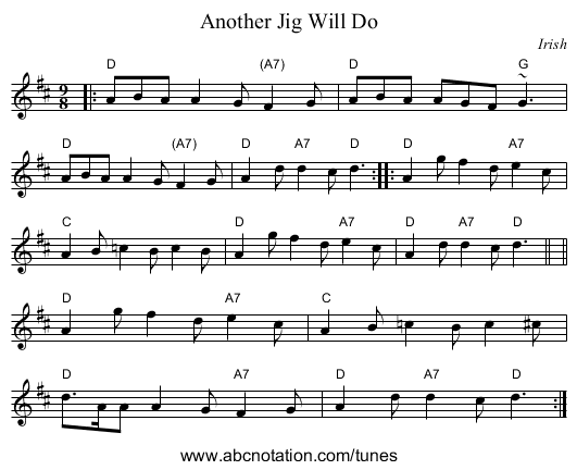 Another Jig Will Do - staff notation