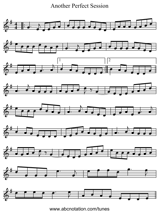 Another Perfect Session - staff notation