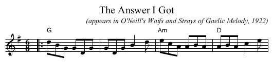 Answer I Got, The - staff notation