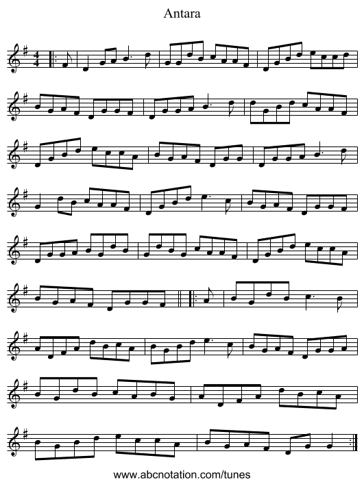 Antara - staff notation