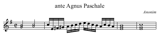 ante Agnus Paschale - staff notation