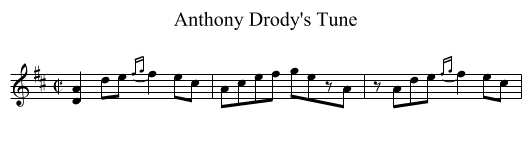 Anthony Drody's Tune - staff notation