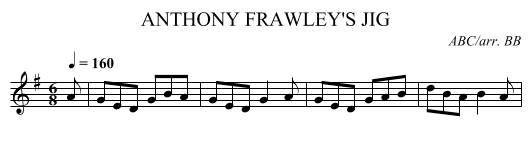 ANTHONY FRAWLEY'S JIG - staff notation