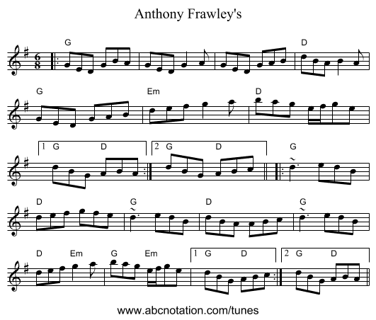 Anthony Frawley's - staff notation