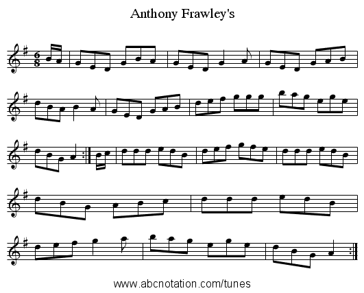 Anthony Frawley's - staff notation