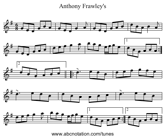 Anthony Frawley's - staff notation