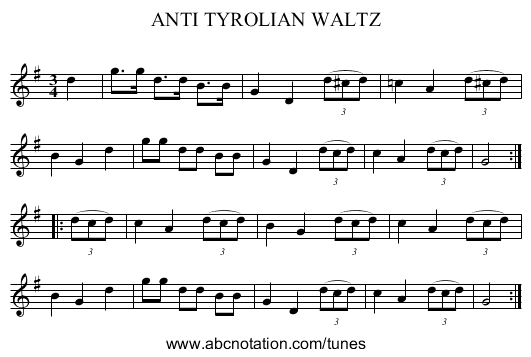 ANTI TYROLIAN WALTZ - staff notation