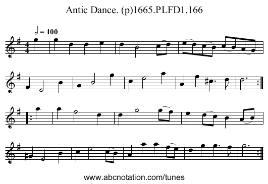 Antic Dance. (p)1665.PLFD1.166 - staff notation