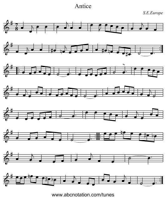 Antice - staff notation