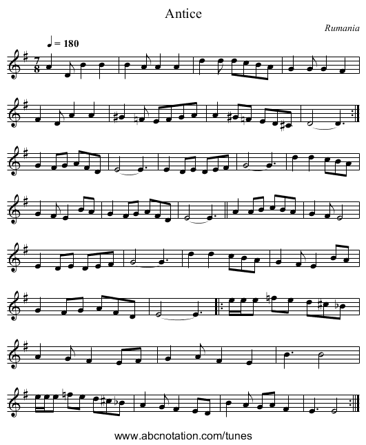 Antice - staff notation