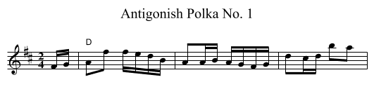 Antigonish Polka No. 1 - staff notation