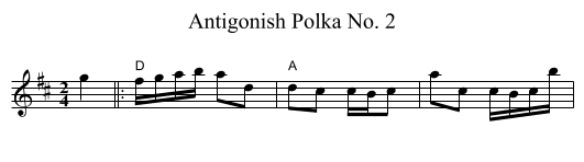 Antigonish Polka No. 2 - staff notation