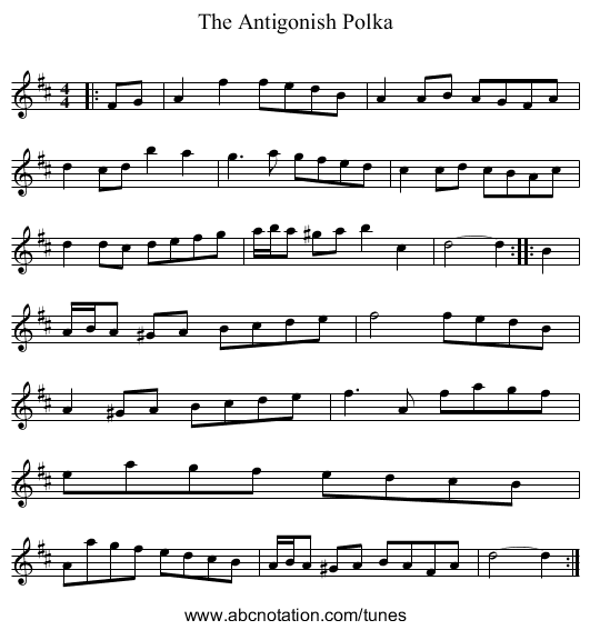 Antigonish Polka, The - staff notation