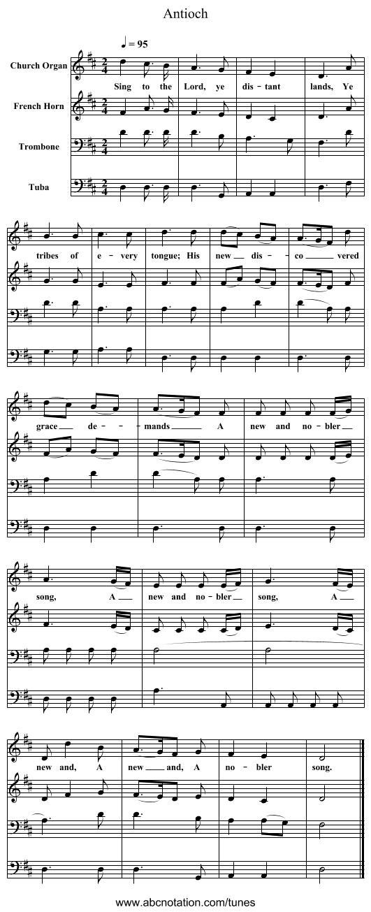 Antioch - staff notation