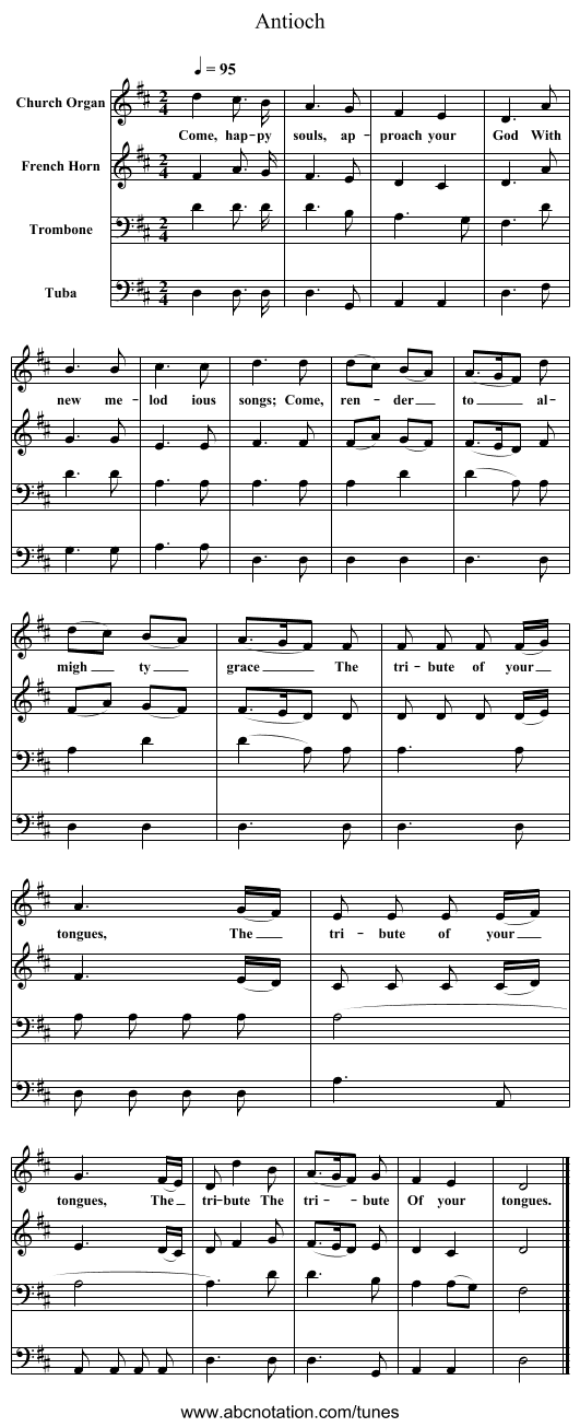 Antioch - staff notation