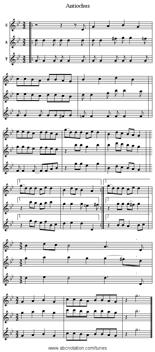 Antiochus - staff notation