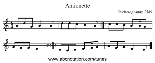 Antionette - staff notation