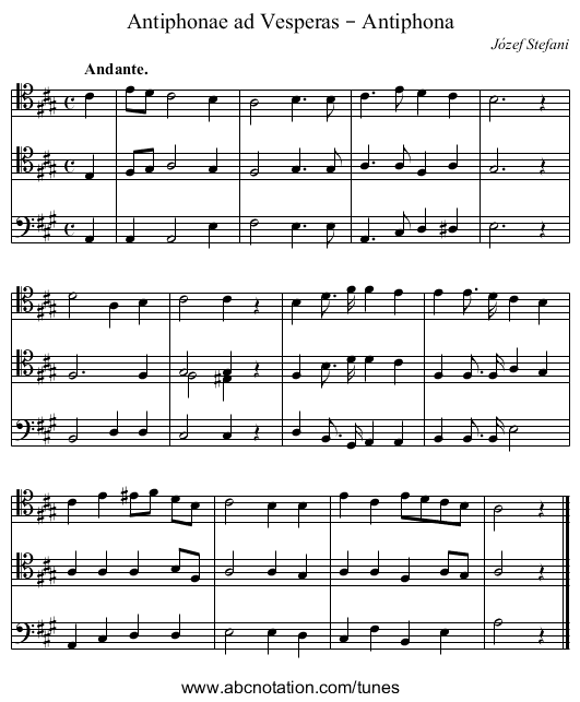 Antiphonae ad Vesperas – Antiphona - staff notation
