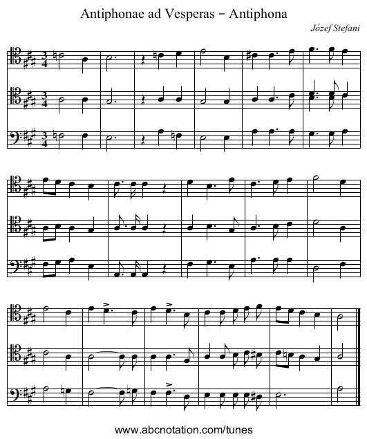 Antiphonae ad Vesperas – Antiphona - staff notation