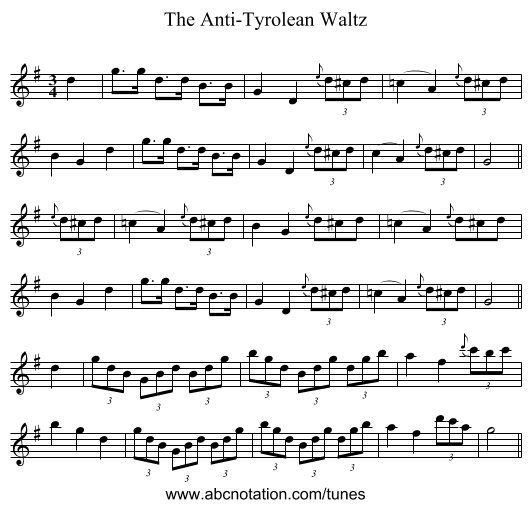 Anti-Tyrolean Waltz, The - staff notation
