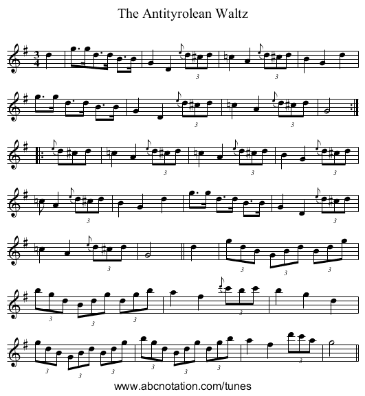 Antityrolean Waltz, The - staff notation