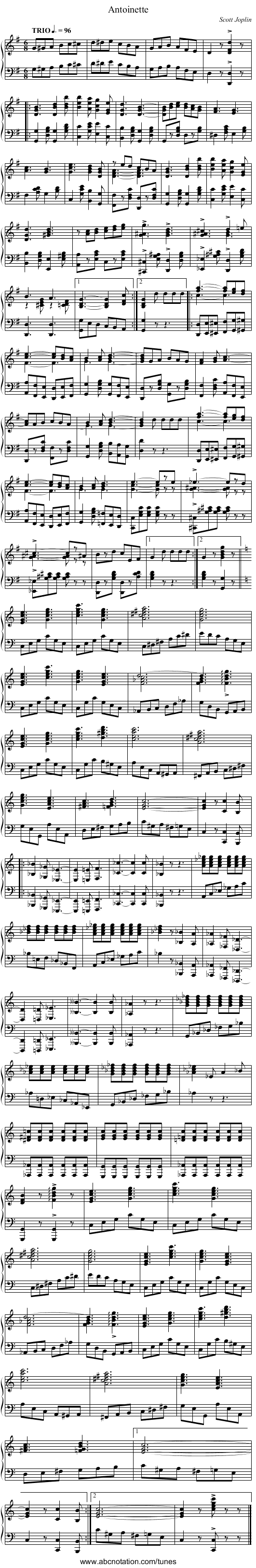 Antoinette - staff notation